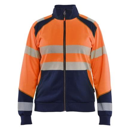 BLAKLADER 350825285389M - Sweat zippé haute-visibilité femme Orange fluo/Marine