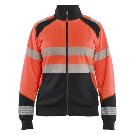BLAKLADER 350825285599M - Sweat zippé haute-visibilité femme Rouge fluo/Noir