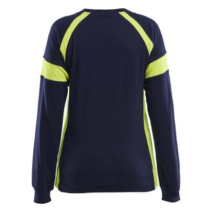 BLAKLADER 352110308833M - T-shirt manches longues visible femme Marine/Jaune fluo