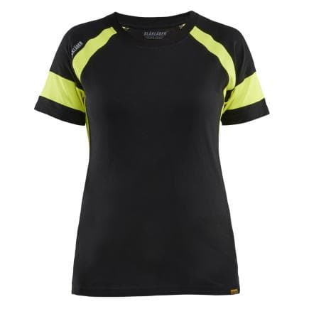 BLAKLADER 352410309933L - T-shirt Visible femme Noir/Jaune fluo