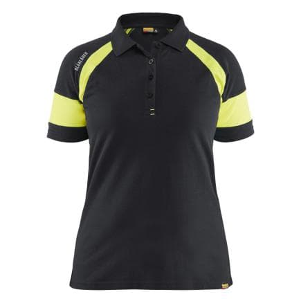 BLAKLADER 352910509933L - Polo Visible femme Noir/Jaune fluo