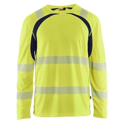 BLAKLADER 359910133389L - T-shirt manches longues haute-visibilité Jaune fluo/Marine
