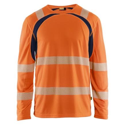 BLAKLADER 359910135389XXXL - T-shirt manches longues haute-visibilité Orange fluo/Marine