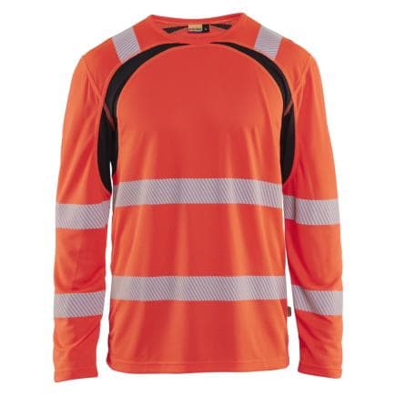 BLAKLADER 359910135599L - T-shirt manches longues haute-visibilité Rouge fluo/Noir