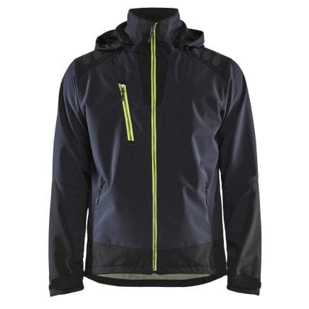 BLAKLADER 474925138633XL - Veste softshell stretch 2D Bleu marine foncé/Jaune fluo