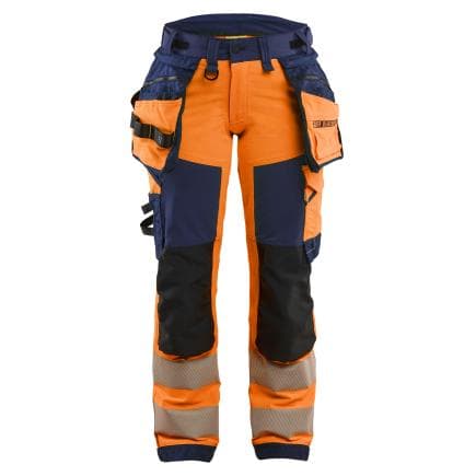 BLAKLADER 702216485389C36 - Pantalon Stretch 4D haute-visibilité femme Orange fluo/Marine