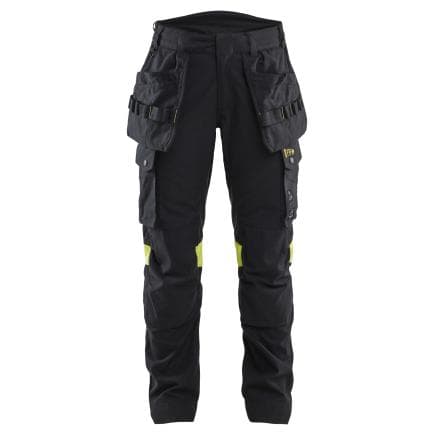 BLAKLADER 710815129933C38 - Pantalon de travail Retardant flamme femme Noir/Jaune fluo