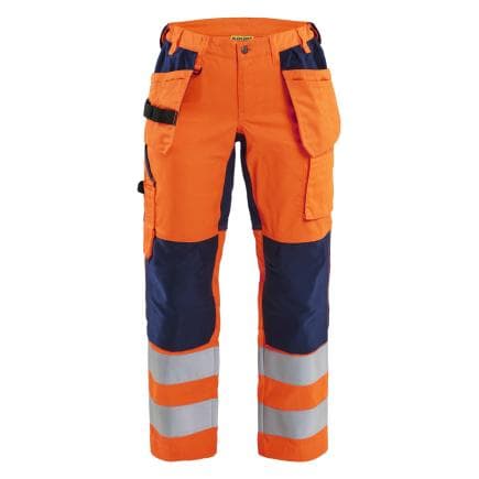 BLAKLADER 716318115389C42 - Pantalon stretch haute-visibilité femme Orange fluo/Marine