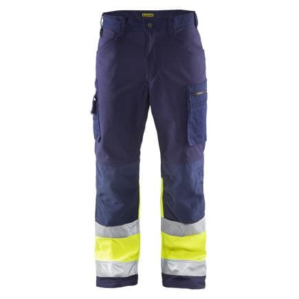 BLAKLADER 156225178933C46 - Pantalon softshell haute-visibilité marine/jaune fluo