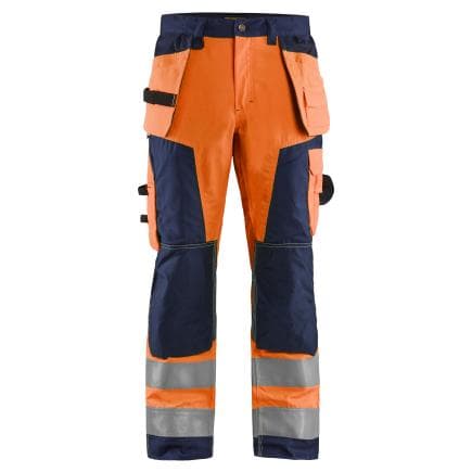 BLAKLADER 156818115389D88 - Pantalon artisan haute-visibilité orange fluo/Marine