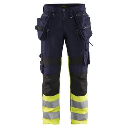 BLAKLADER 199413308933D128 - Pantalon artisan haute-visibilité avec stretch marine/jaune fluo