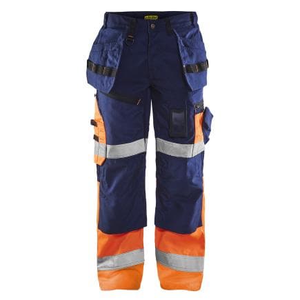 BLAKLADER 150818608953C146 - Pantalon artisan haute-visibilité Marine/Orange fluo