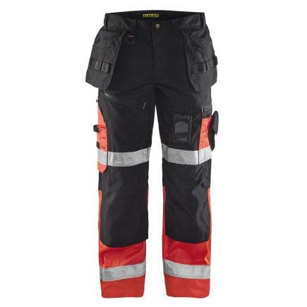 BLAKLADER 150818609955C46 - Pantalon artisan haute-visibilité Noir/Rouge fluo