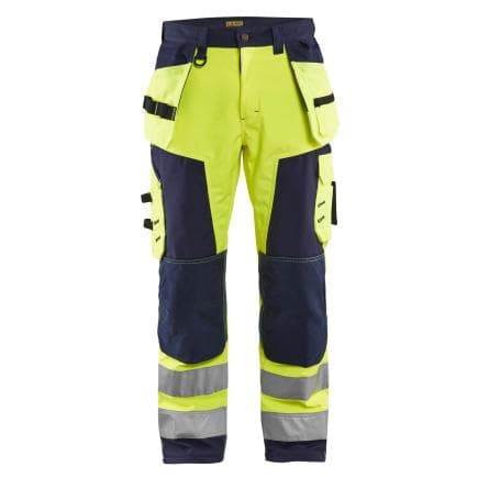 BLAKLADER 156725173389C152 - Pantalon artisan softshell haute-visibilité Jaune fluo/Marine