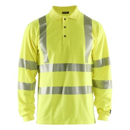 BLAKLADER 343917263300S - Polo piqué manches longues multinormes inhérent Jaune fluo