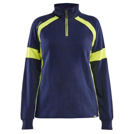 BLAKLADER 356611588933M - Sweat visible femme Marine/Jaune fluo