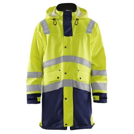 BLAKLADER 430620033389S - Manteau de pluie haute-visibilité Level 2 Jaune fluo/Marine