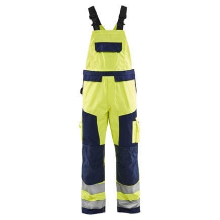 BLAKLADER 266018043389C148 - Cotte à bretelles haute-visibilité Jaune fluo/Marine