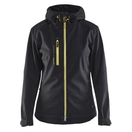 BLAKLADER 491925179933S - Veste softshell flexible à capuche femme Noir/Jaune