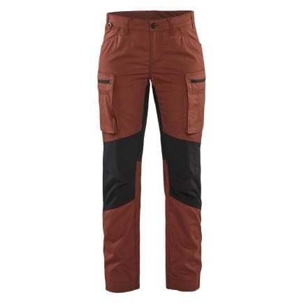 BLAKLADER 715918455999C34 - Pantalon maintenance stretch femme Rouge brique/Noir