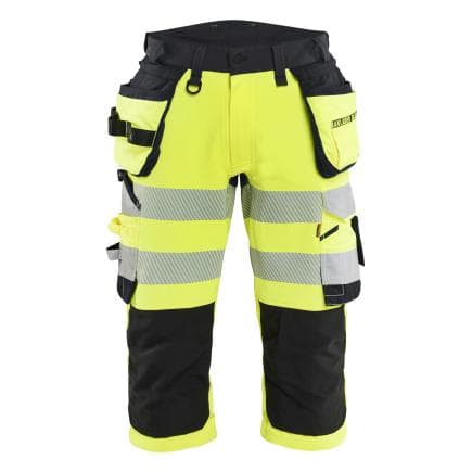 BLAKLADER 112316483399C50 - Pantacourt haute-visibilité stretch 4D avec poches flottantes détachables Jaune fluo/Noir