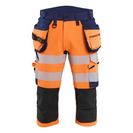 BLAKLADER 112316485389C52 - Pantacourt haute-visibilité stretch 4D avec poches flottantes détachables Orange/Marine