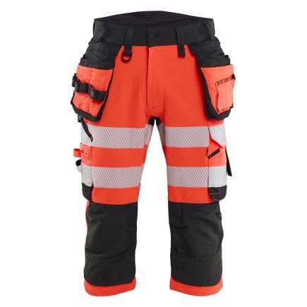 BLAKLADER 112316485599C52 - Pantacourt haute-visibilité stretch 4D avec poches flottantes détachables Rouge/Noir