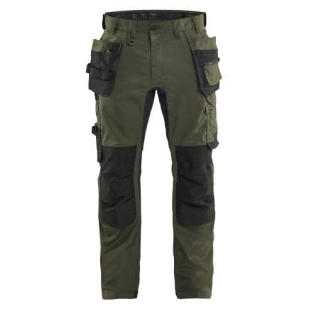 BLAKLADER 175018324298C52 - Pantalon stretch avec poches flottantes Vert forêt/Noir