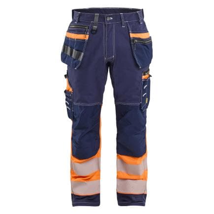 BLAKLADER 179413708853C52 - Pantalon artisan haute-visibilité coton stretch à poches flottantes Marine/Orange