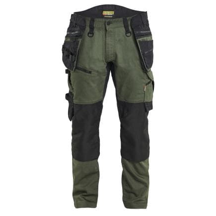BLAKLADER 197011494298C52 - Pantalon artisan stretch STRIKER Vert forêt/Noir