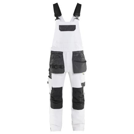 BLAKLADER 262516421098C50 - Cotte à bretelles peintre stretch 4D Blanc/Gris foncé