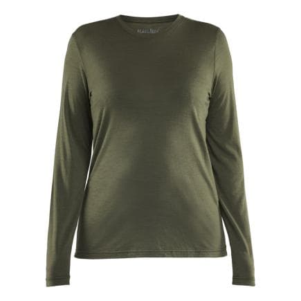 BLAKLADER 353917434209L - T-shirt manches longues en laine mérinos femme Vert forêt