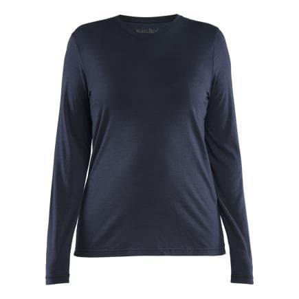 BLAKLADER 353917438600XXXL - T-shirt manches longues en laine mérinos femme Marine foncé
