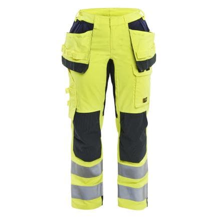BLAKLADER 714515123389C38 - Pantalon multinormes inhérent stretch femme avec poches flottantes Jaune fluo/Marine