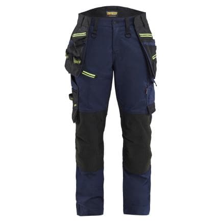 BLAKLADER 717011498633C38 - Pantalon artisan stretch Striker femme Bleu marine foncé/Jaune fluo