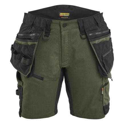 BLAKLADER 717511494298C36 - Short artisan stretch Striker femme Vert forêt/Noir