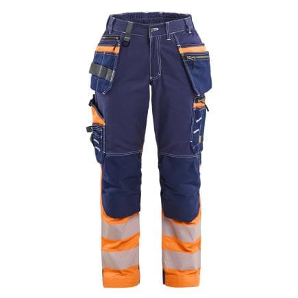 BLAKLADER 719613708853C38 - Pantalon Stretch haute-visibilité à poches flottantes femme Marine bleu/Orange