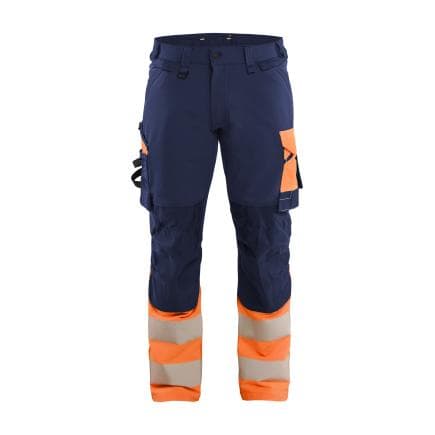 BLAKLADER 112616488953C50 - Pantalon stretch 4D haute-visibilité, marine/orange fluo