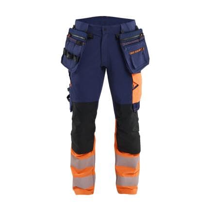 BLAKLADER 114516488953C50 - Pantalon stretch 4D haute-visibilité Blåkläder ToolRig™, marine/orange fluo