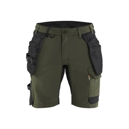 BLAKLADER 170216454298C54 - Short stretch 4D avec poches flottantes détachables, vert forêt/noir