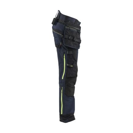 BLAKLADER 197916498633D92 - Pantalon artisan stretch 4D STRIKER Blåkläder ToolRig™, bleu marine foncé/jaune fluo