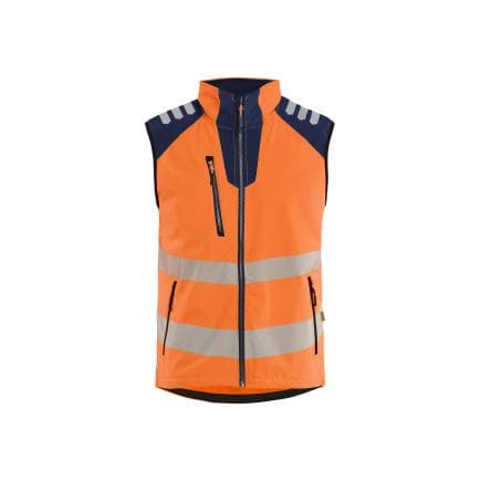 BLAKLADER 309125135389XL - Giletsoftshell haute-visibilité, orange fluo/marine