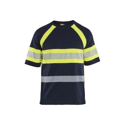BLAKLADER 3519173789334XL - T-shirt multinormes anti-UV, marine/jaune fluo