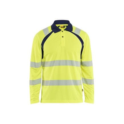 BLAKLADER 359810133389L - Polo manches longues haute-visibilité anti-UV, jaune fluo/marine
