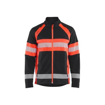BLAKLADER 471310109955M - Veste micropolaire haute-visibilité, noir/rouge fluo