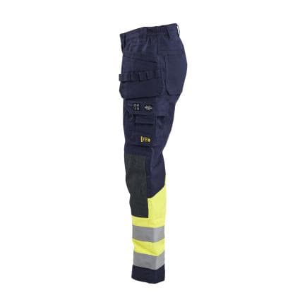 BLAKLADER 708115148933C38 - Pantalon Multinormes avec poches flottantes femme, marine/jaune fluo
