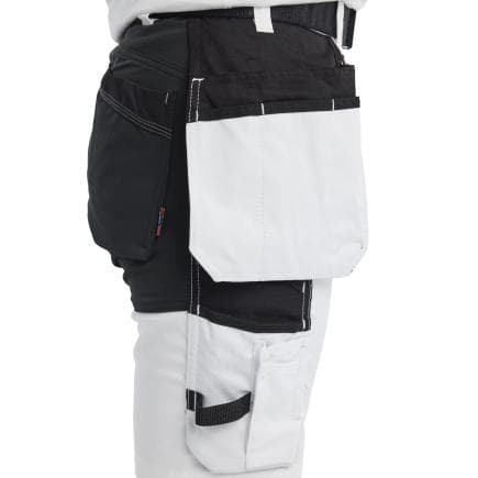 BLAKLADER 723318321099C38 - Short peintre stretch 2D avec poches flottantes femme, blanc/noir