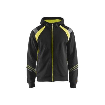 BLAKLADER 3433115899334XL - Sweat zippé à capuche Noir/Jaune fluo