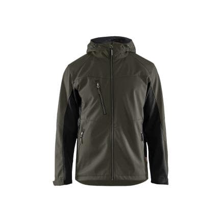 BLAKLADER 475325164599L - Veste Softshell à capuche Vert Kaki/Noir