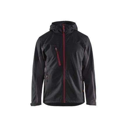 BLAKLADER 475325169956XL - Veste Softshell à capuche Noir/Rouge